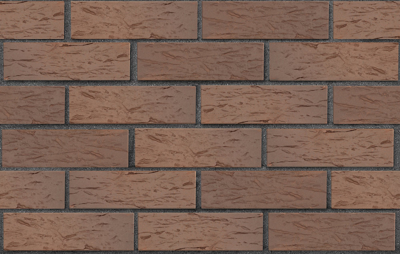 Клинкер фасадный светло-коричневый флэш Прага береста